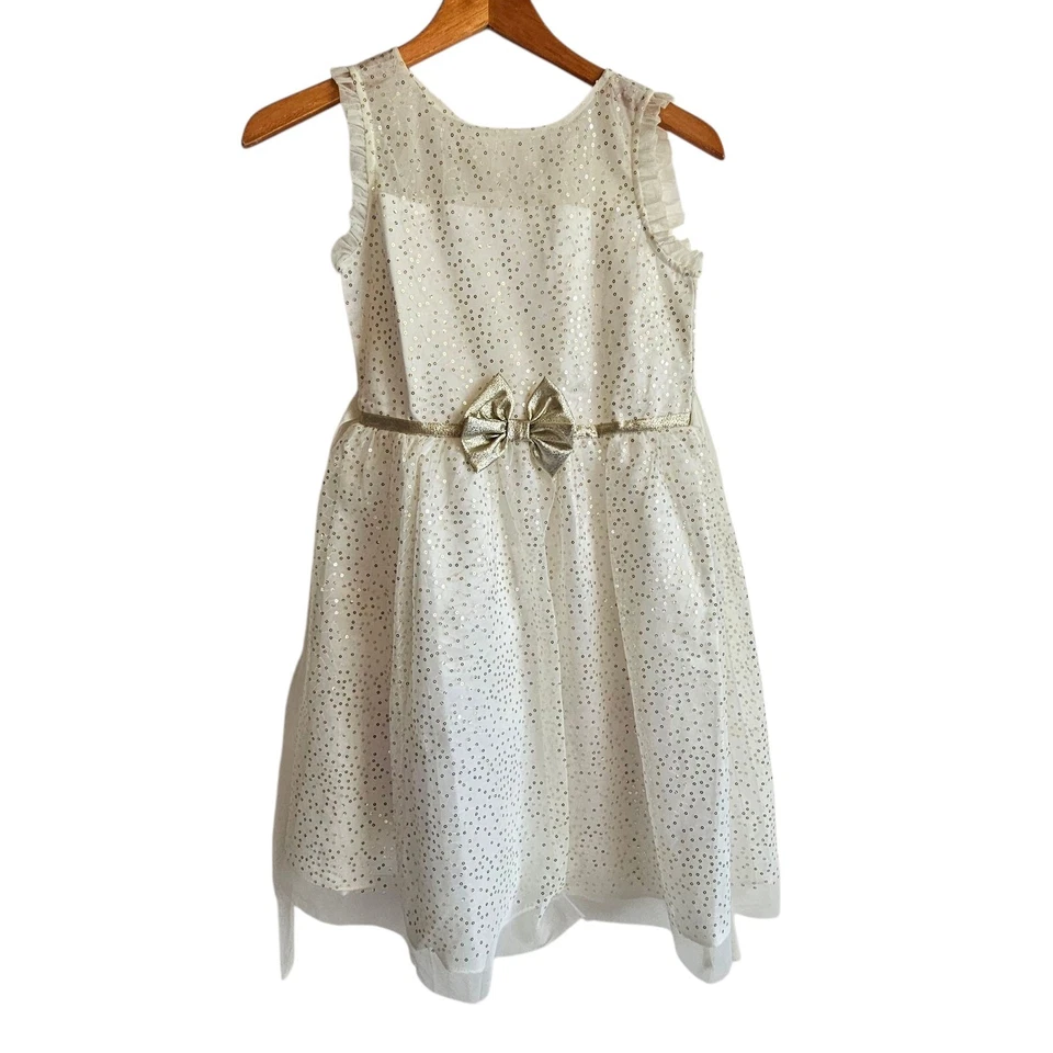 Vestido Jona Michelle Niñas Blanco Fiesta Lentejuelas Sin Mangas Lazo Ocasión 12 Foto 2 de 4