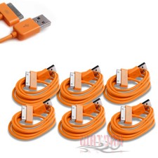 6X 6FT USB SYNC DATA POWER CHARGER ORANGE CABLES IPHONE IPOD TOUCH NANO NEW IPAD
