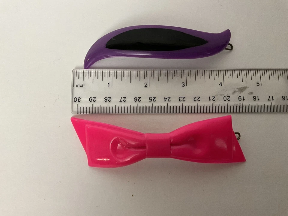 Vintage Set Of 2 French Bow Swirl 4 Inch BARRETTES Hair Clips Swoosh Barrette - Image 4 of 4