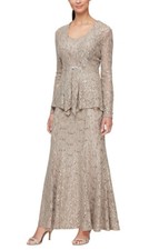Authentic Alex Evenings 81122452 Dress--Color: Champagne-Size: 16-MOB Dress