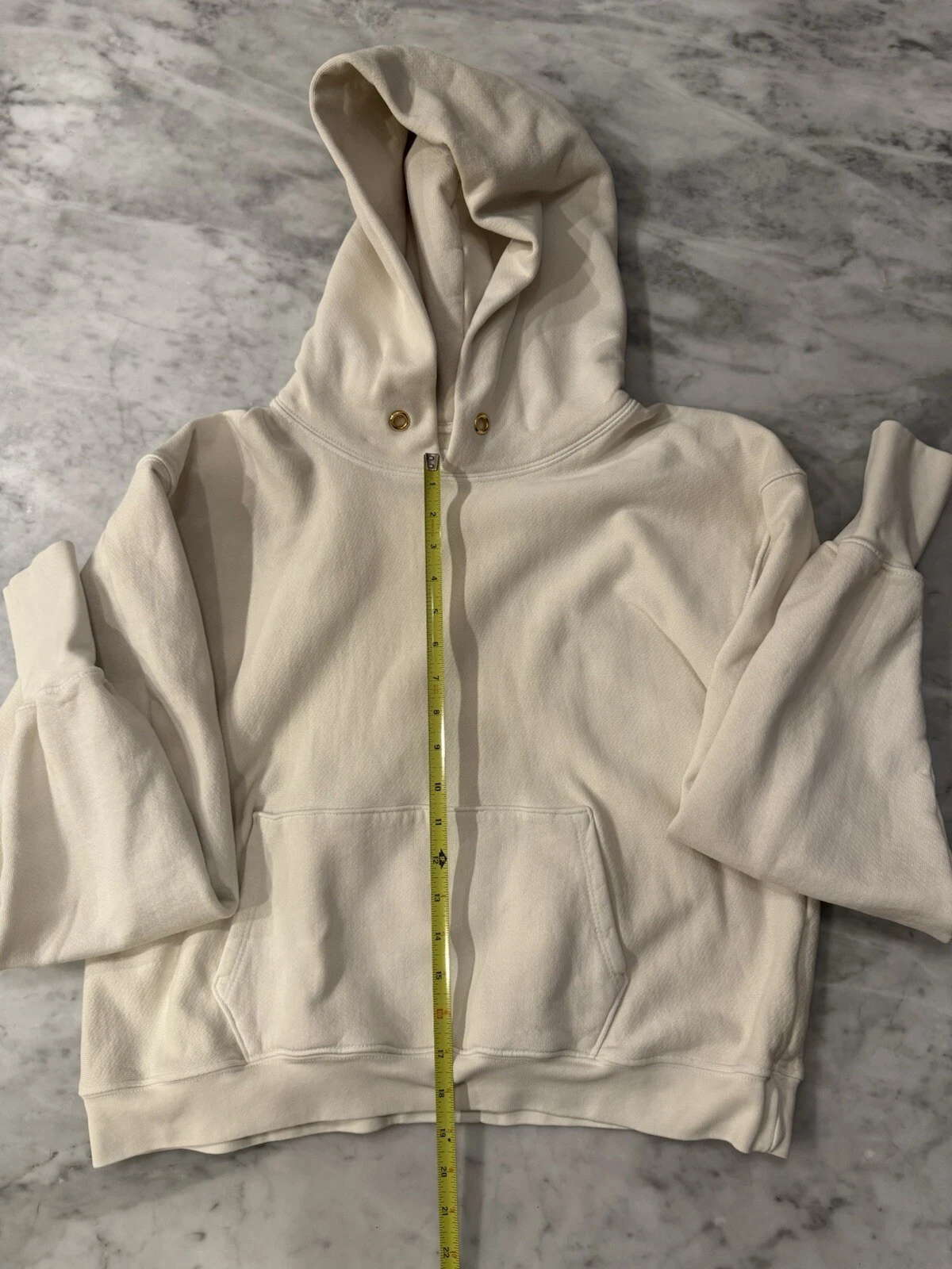 OFF WHITE Les Tien Felpa con Cappuccio Avorio Cropped Pesante Maglione Oversize