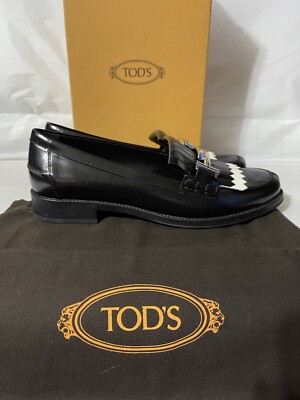 TOD'S Women's Fringed Double T Kiltie Leather Loafers-EUR 40 TOD'S Women's Fringed Double T Kiltie Leather Loafers-EUR 40