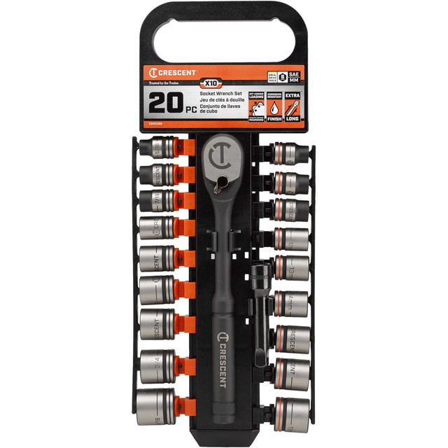 Crescent 20 Pc. X10 3/8 Drive 6 Point Standard Sae/metric Mechanics ...