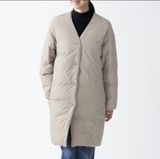 Muji Lightweight Pocketable Down Coat Xs-s Light Beige