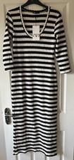 BNWT Striped Textured Soft Knit ZARA Midi Dress M 10
