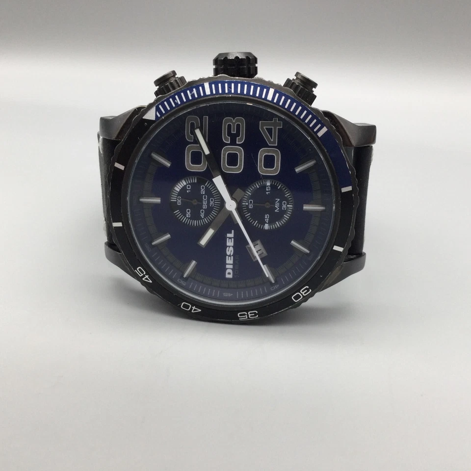 Diesel Reloj Doble Plumón Hombre DZ-4312 51mm Tono Negro Fecha Cuero Batería Nueva Foto 4 de 4