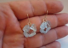 14K SOLID YELLOW GOLD DANGLING EARRINGS WITH 8 CARATS OF BLUE TOPAZ GEMSTONES