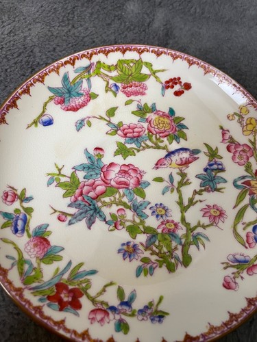 Mintons Tea Cup & Saucer Pink Aqua Flowers Bird Border England Vtg - Picture 5 of 9