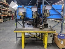 USED 3 Head 440V Gang Drill Machine Base Powermatic 1150A with Sliding Fixture