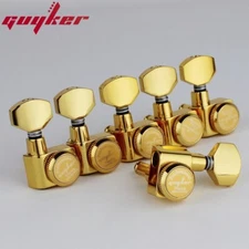 1 Set GUYKER 6 In-line Machine Heads No Screws Locking Tuning Key Pegs Gold