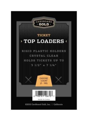 (2-100) 3'' x 7'' Ticket Toploaders Cardboard Gold Tickets Currency FREE SHIPPING