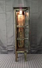 GREEN STAINED GLASS CURIO CABINET W/ LIGHT