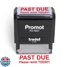 Promot Stamp Past Due - Please Remit Today - Self Inking Rubber Stamp in Red 