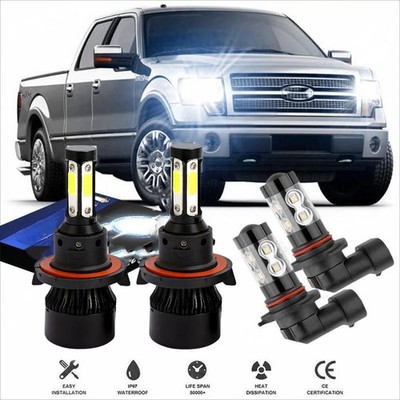 For 2004-2013 2014 Ford F-150  LED Headlight Hi/Lo + Fog Light 4X Bulbs COB kit