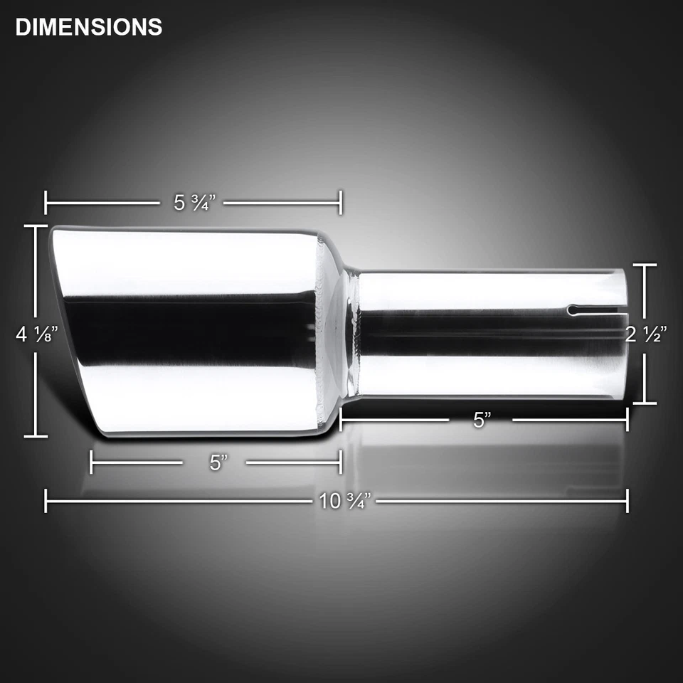 2.5" Inlet 4.125" Slant Angle Cut Round Tip Stainless Steel Exhaust Muffler Foto 3 de 4