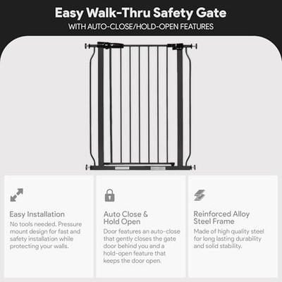 BALANCEFROM WALK-THRU SAFETY GATE CHILD PROOF FENCE FOR DOORWAYS - GRAPHITE