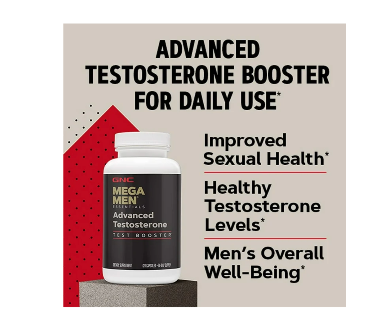 GNC Mega Men Advanced Testosterone Test Booster, 60 Capsules, 30