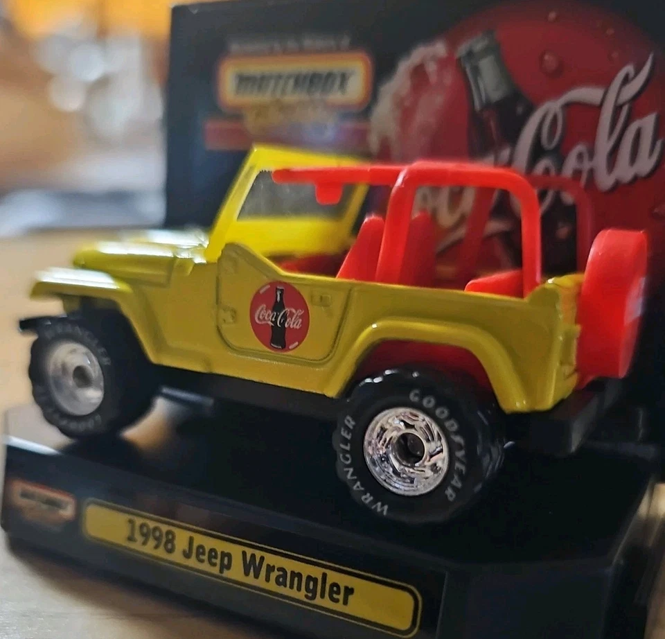 Matchbox Collectibles Coca Cola 1998 Jeep Wrangler, Yellow, 1/64 - Image 4 of 4