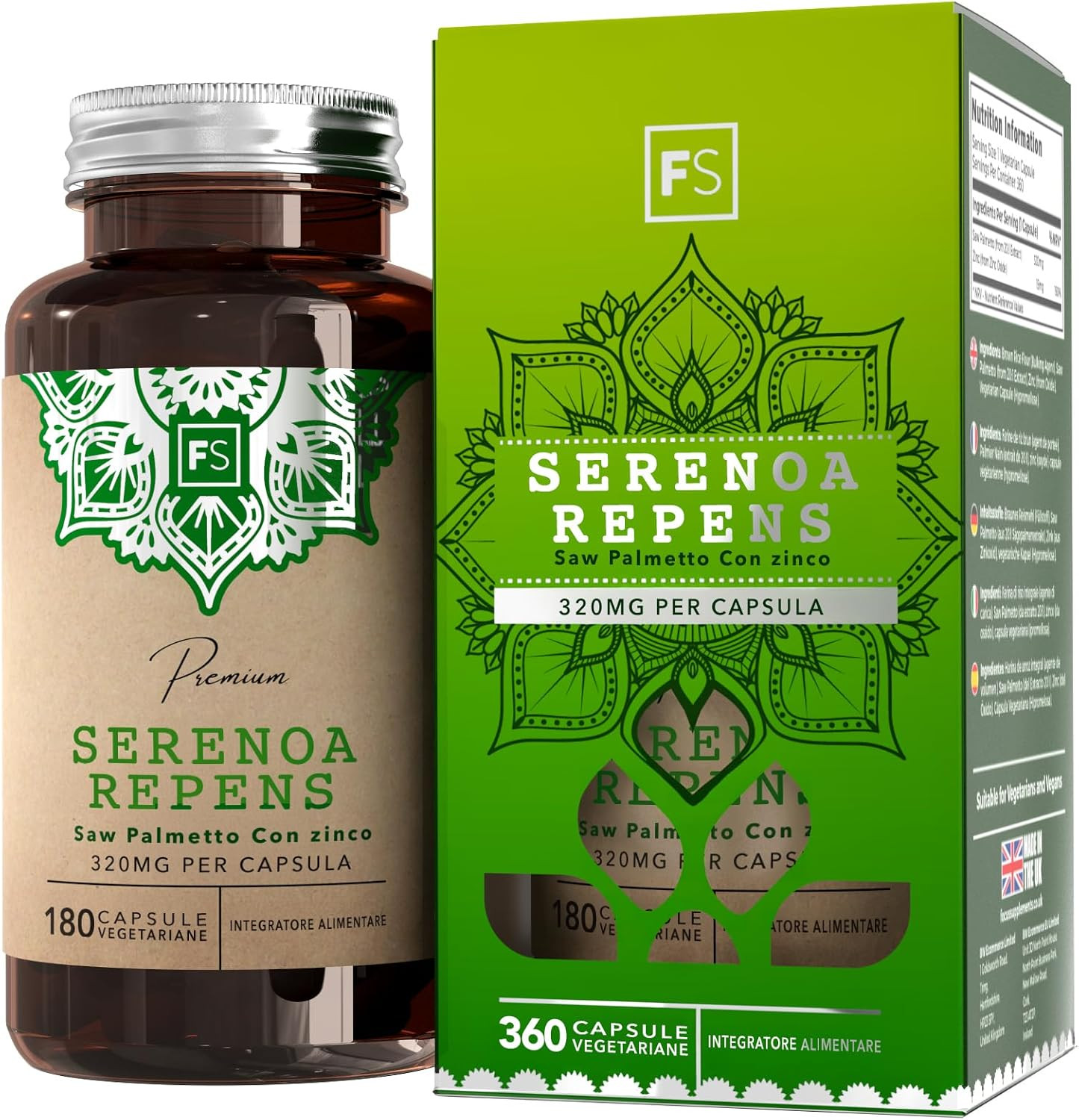 FS Saw Palmetto Serenoa Repens | 360 Capsule | Benessere Prostata