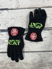 VTG Arctic Cat Wind Stopper Snowmobiles Racing Black/Green Fleece Riding Gloves