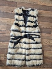 WOMENS F&F FAUX FUR BODY WARMER SLEEVELESS UK10 ANIMAL PRINT