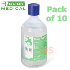 10 x 500ml Eye wash bottle saline solution sterile eye irrigation refill