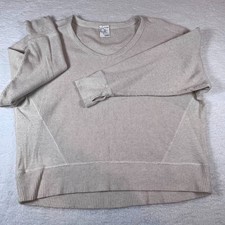 OFFLINE Aerie Womens L Ribbed Waffle Knit Sweatshirt Neutral Lounge Top