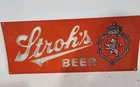Stroh's Beer Sign  - Red Stroh's Beer Plastic Sign Vintage Man Cave