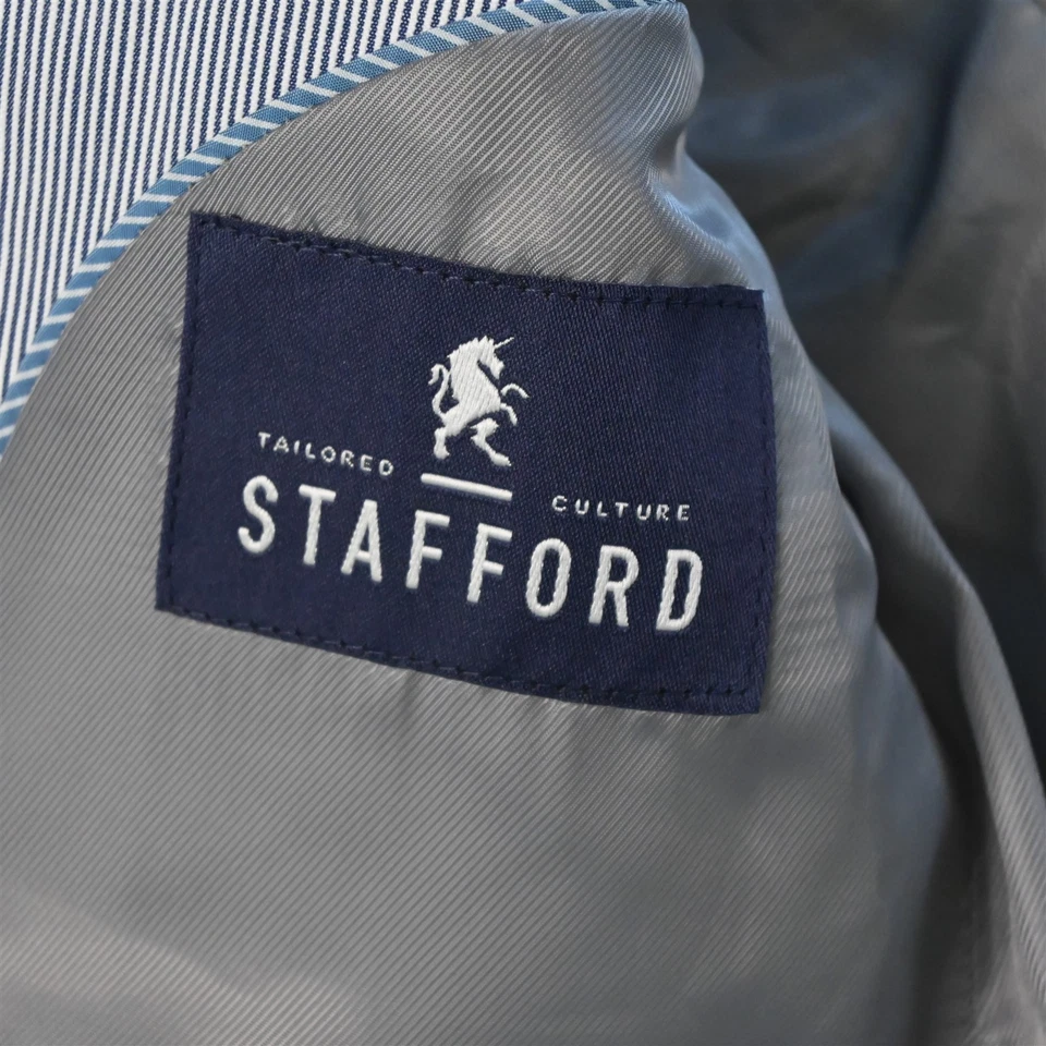 Stafford 40L 32x34 Azul Blanco Rayas Algodón Clásico Hombre Chaqueta Pantalones Traje Foto 4 de 4