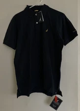 Nautica Navy/Dark Blue Knitted Men’s Buttoned Polo Shirt Size Medium