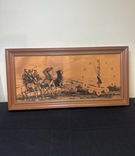 Wall Hanging Clock Signed Copper Etching Coach Horses Etchmasters UK Handmade