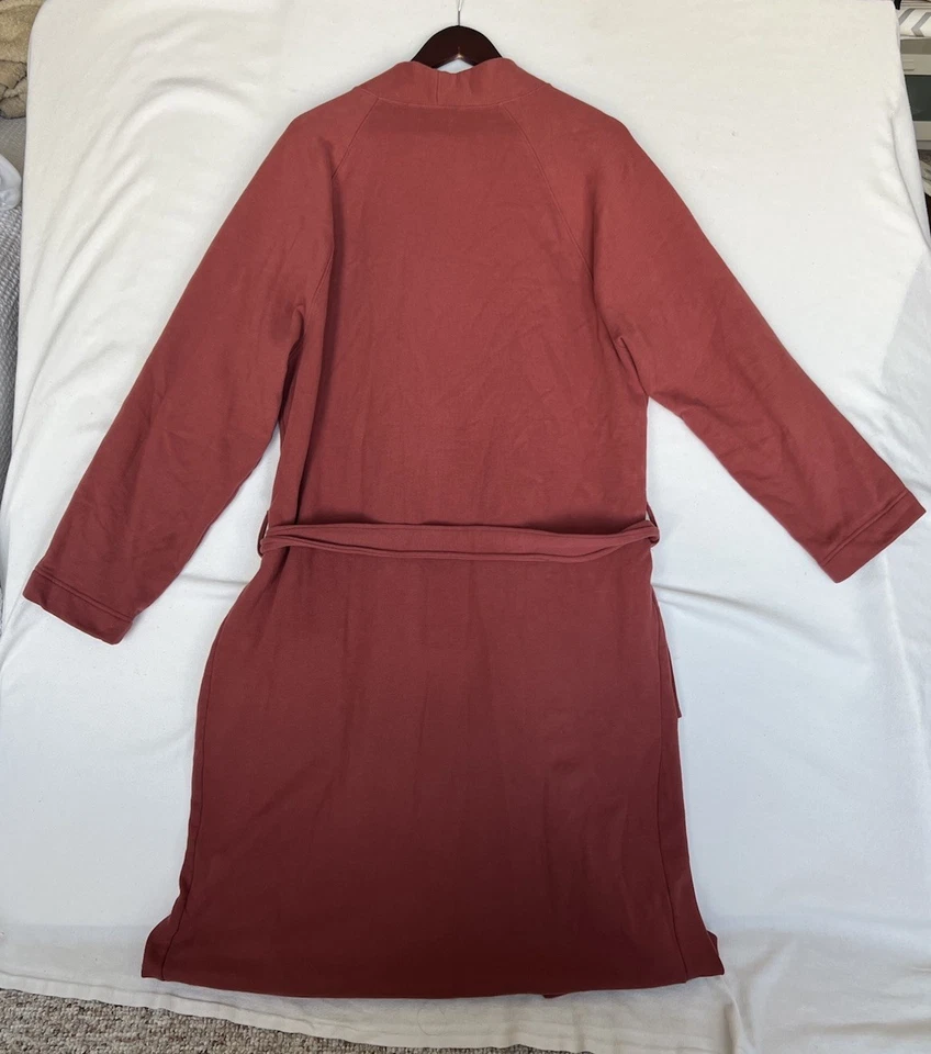 Roupão L.L.Bean forrado de lã vermelho ferrugem masculino tamanho grande regular com cinto mistura de algodão - Imagem 3 de 4