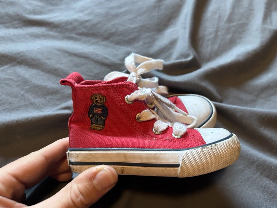 Polo Ralph Lauren Hamptyn HI Top Zapatos Bebé Niño Pequeño Talla 5 Rojo Oso Quilton Foto 2 de 4