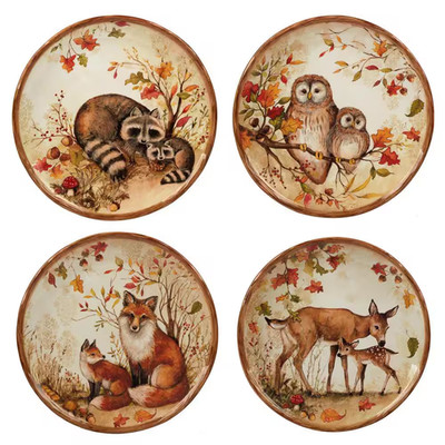 Pine Forest 8.5 In. Multicolored Dessert Plates (Set of 4)