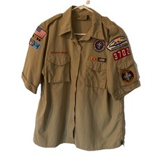 Boy Scouts of America Shirt with Patches Beige Ladies Large Shirt