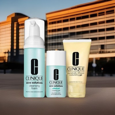 Clinique Acne 3 pcs Kit: Acne Solutions Clearing Gel, Cleansing Foam, Gel~ NEW