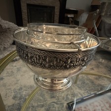 Towle Silverplate Pedestal Bowl with Removable Cut Glass Insert Liner