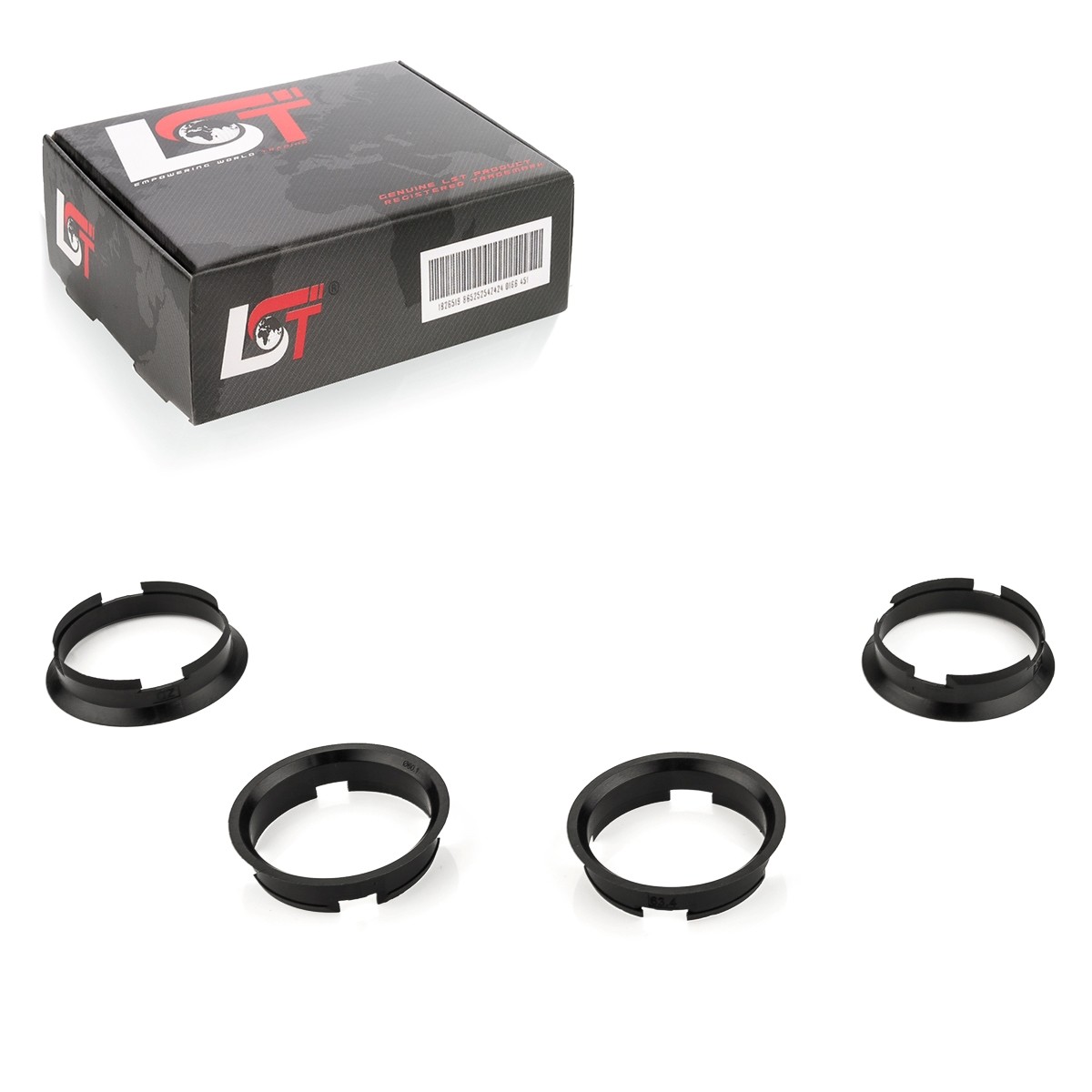 4x Distance Rings Centering Black Alloy Wheels Ø 63,4 MM - 60,1 for Daimler