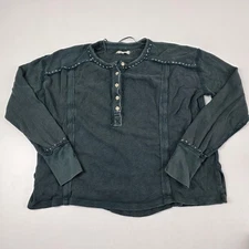 We The Free Shirt Womens Small Thermal Waffle Henley Long Sleeve Free People