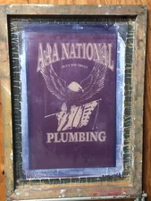 Vtg Barn Find Silk Screen Wooden Printing Frame "AAA National Plumbing"  #01