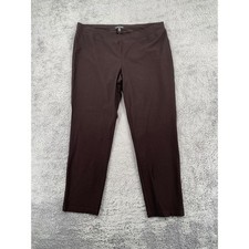 Eileen Fisher Slim Straight Leg Pants L Brown Minimalist Stretch Crepe Pull-On