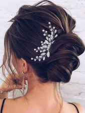 Crystal Bride Wedding Hair Comb Silver Bridal Headpiece Rhinestone HC113