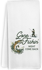 Fisherman Gifts Kitchen Towels Funny Fishing Dish Towels Gone Fishin Decorative