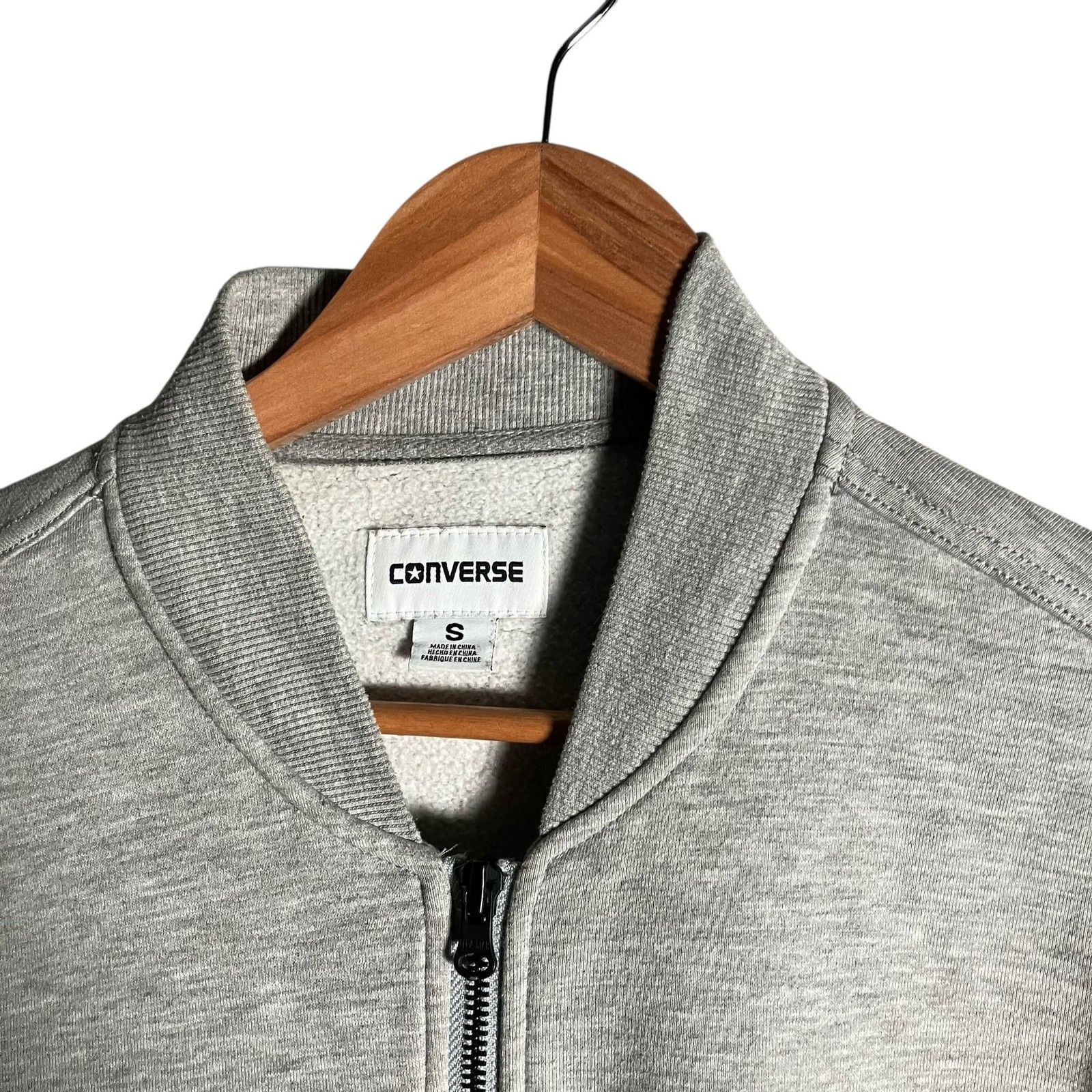 Converse Bomber Jacket Men's Size S Grey All Star Logo Zip Pocket Outdoor thumbnail 6