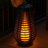 AußEnleuchte Solarlampe Laterne Gartenleuchte HäNgelampe Feuereffekt Schwarz