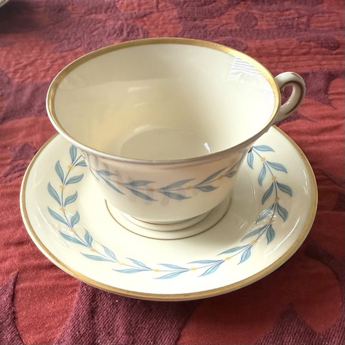 Vtg Set of (6) Sherwood Old Ivory Blue Laurel Syracuse China Tea Cups& Saucers - Picture 15 of 19