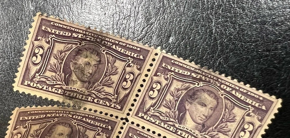 US 1904 RARE 3c Louisianna Purchase #325 Used Block of 4 7P736 - Image 2 of 3