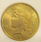 1922 Peace Silver Dollar - UNC, Fully Gold Toned Obverse, toned reverse, 5203