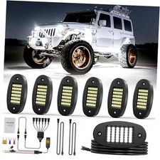 6 Pods White Rock Light Kit with Wired Switch - 6500K Pure 6 Pods with Wire Set