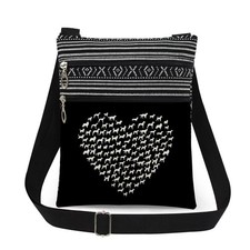 Dog Heart Pattern Print Women Crossbody Bag Adjustable Shoulder Strap Men Mes...